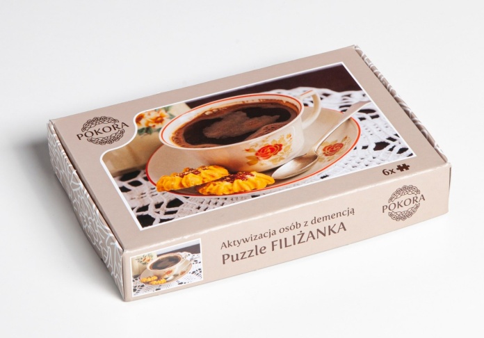 Duże puzzle dla seniora z motywem filiżanki kawy